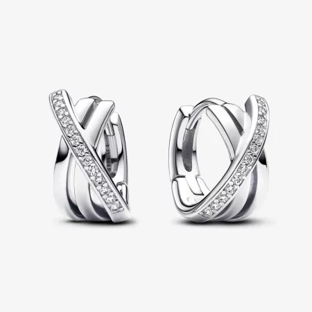 Pandora Crossover Pavé Hoop Earrings - 293150C01