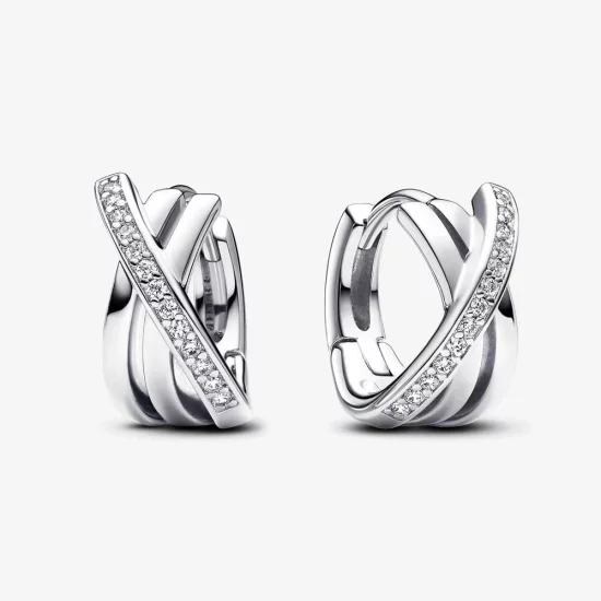 Pandora Crossover Pavé Hoop Earrings - 293150C01