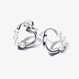 Pandora Organically Shaped Circle & Treated Freshwater Cultured Pearls Stud Earrings - 293276C01 Pandora Organically Shaped Circle & Treated Freshwater Cultured Pearls Stud Earrings - 293276C01