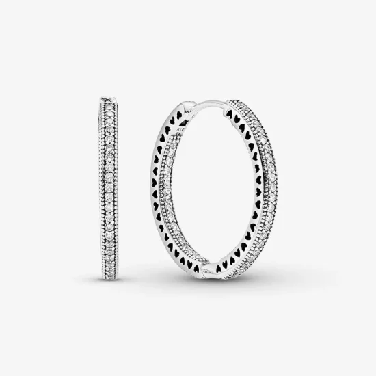 Pandora Sparkle and Hearts Hoop Earrings - 296319CZ