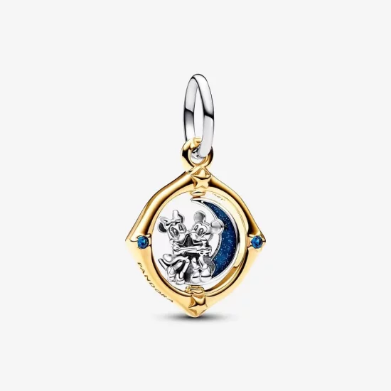 Pandora Disney Mickey Mouse & Minnie Mouse Two-tone Spinning Moon Dangle Charm - 762955C01