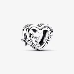 Pandora Openwork Family Heart & Star Charm - 792829C00 Pandora Openwork Family Heart & Star Charm - 792829C00