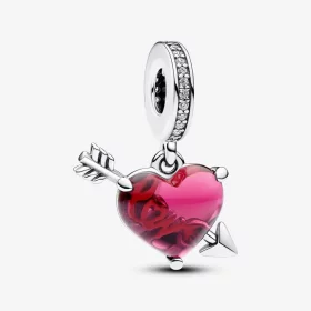 Pandora Red Heart & Arrow Murano Glass Dangle Charm - 793085C01 Pandora Red Heart & Arrow Murano Glass Dangle Charm - 793085C01