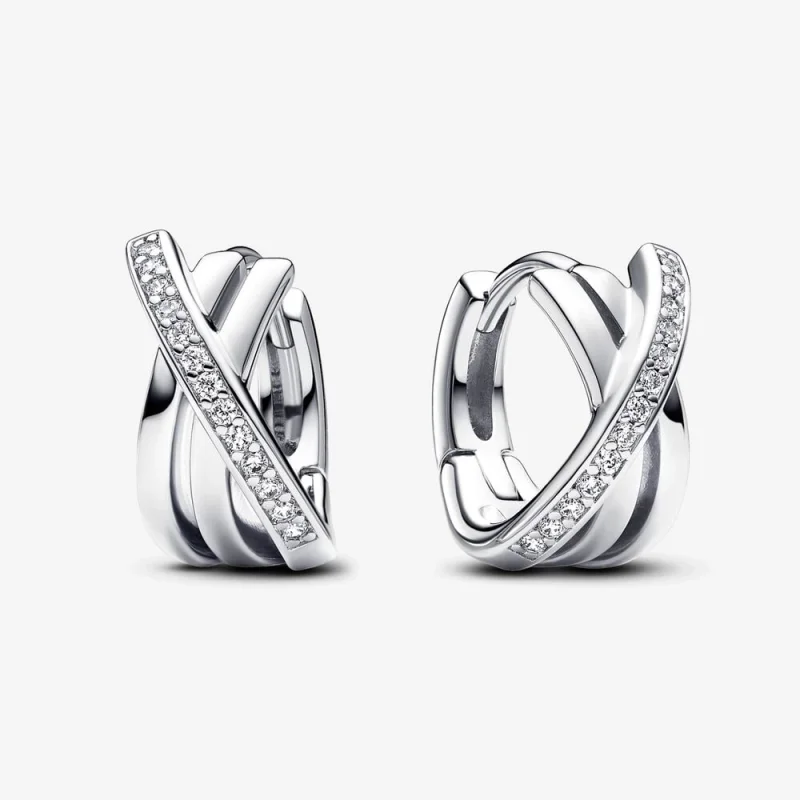 (image for) Pandora Crossover Pavé Hoop Earrings - 293150C01 - Product Image