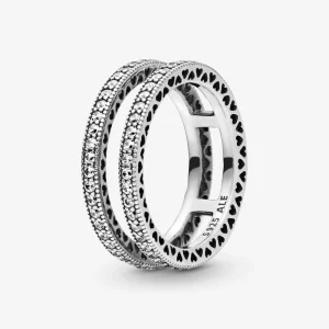 (image for) Pandora Double Sparkle and Hearts Ring - 196236CZ