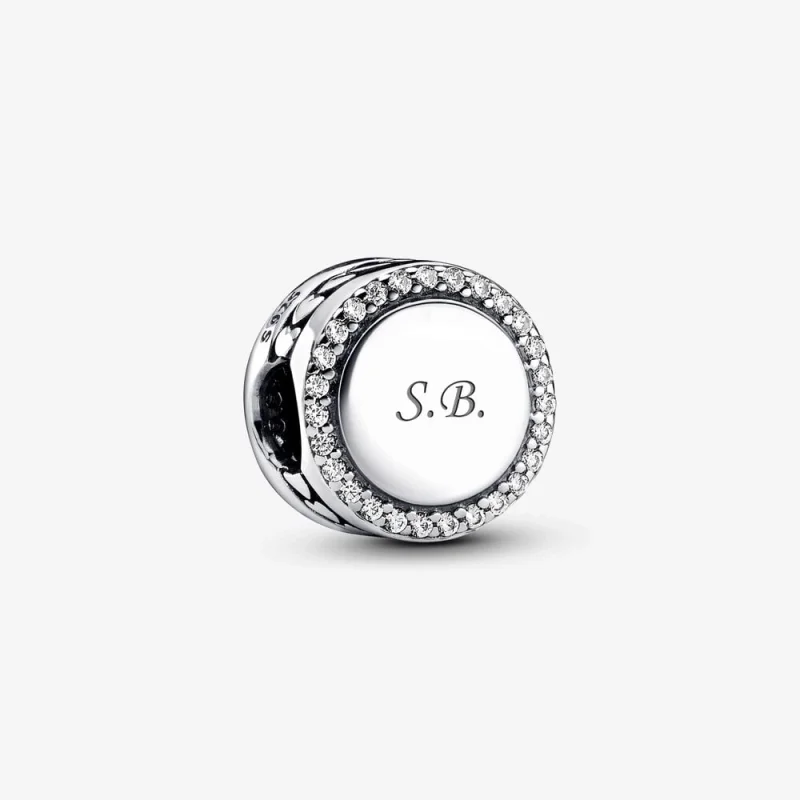 (image for) Pandora Engravable Sparkling Button Charm - 798747C01 - Product Image