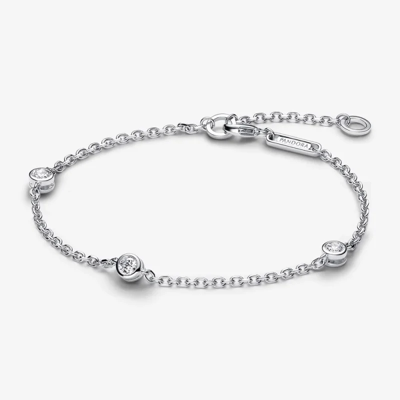(image for) Pandora Era Bezel Lab-grown Diamond Station Chain Bracelet 0.30 carat tw Sterling Silver - 593109C01 - Product Image