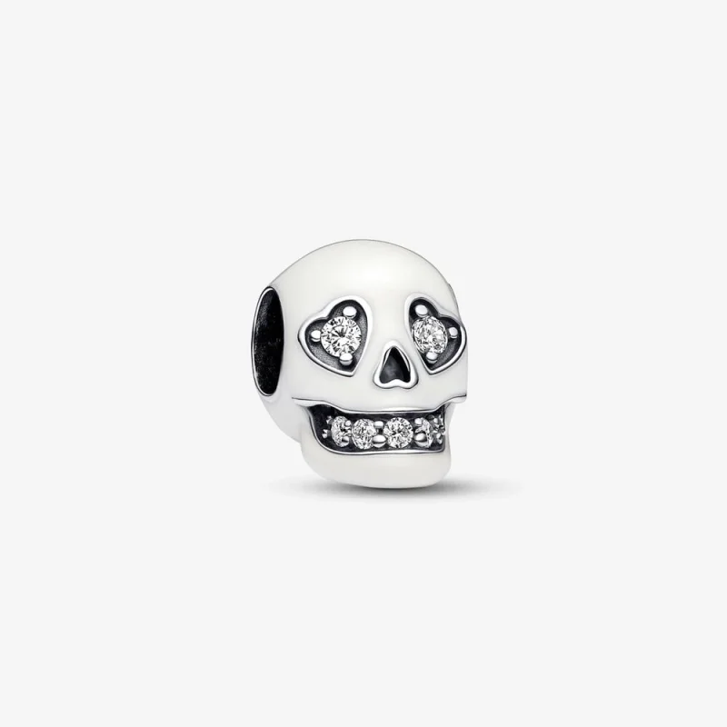 (image for) Pandora Glow-in-the-dark Sparkling Skull Charm - 792811C01 - Product Image