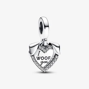 (image for) Pandora Heart & Dog Double Dangle Charm - 792647C01