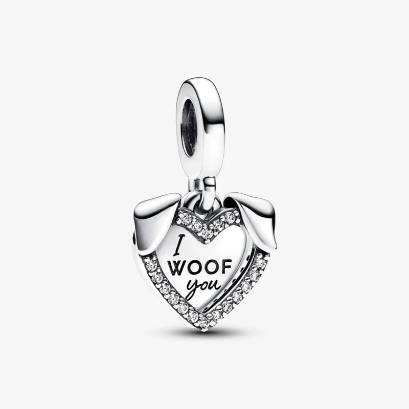 (image for) Pandora Heart & Dog Double Dangle Charm - 792647C01 - Product Image
