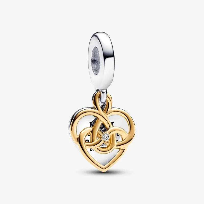 (image for) Pandora Lab-grown Diamond Engravable Mom Double Dangle Charm - 763237C01 - Product Image