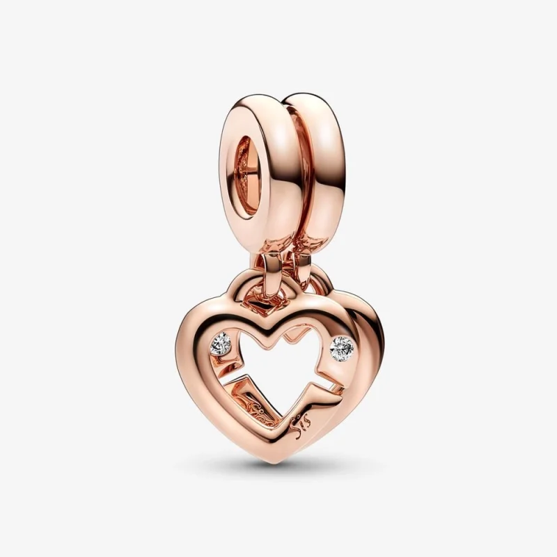 (image for) Pandora Linked Sister Hearts Split Dangle Charm - 789538C01 - Product Image