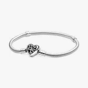 (image for) Pandora Moments Family Tree Heart Clasp Snake Chain Bracelet - 598827C01
