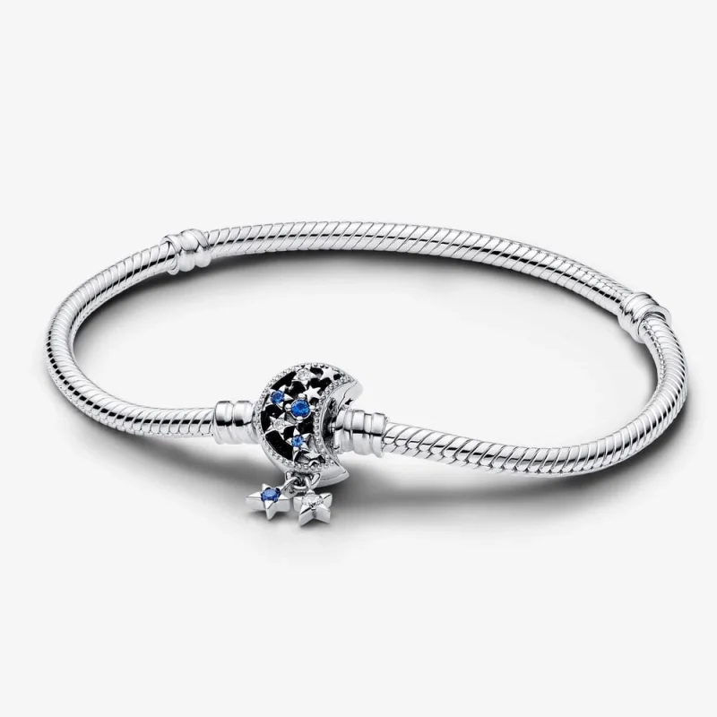 (image for) Pandora Moments Sparkling Moon Clasp Snake Chain Bracelet - 592819C01 - Product Image