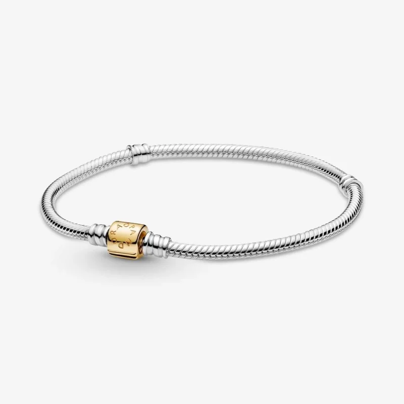 (image for) Pandora Moments Two-tone Barrel Clasp Snake Chain Bracelet - 599347C00 - Product Image