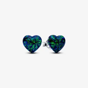 (image for) Pandora Opalescent Green Heart Stud Earrings - 293356C01