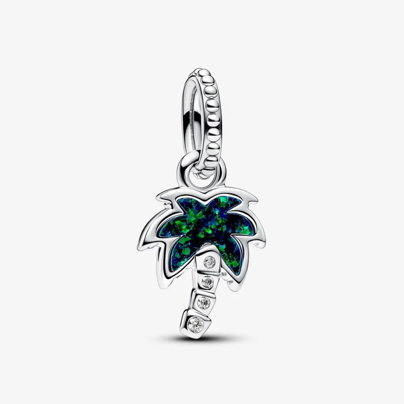 (image for) Pandora Opalescent Green Palm Tree Dangle Charm - 793352C01 - Product Image