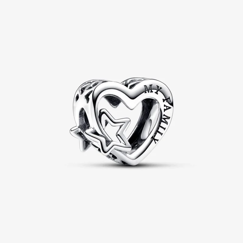 (image for) Pandora Openwork Family Heart & Star Charm - 792829C00 - Product Image
