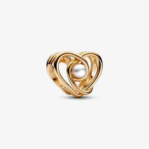 (image for) Pandora Openwork Swirling Heart & Treated Freshwater Cultured Pearl Charm - 752636C01