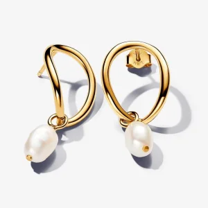 (image for) Pandora Organically Shaped Circle & Baroque Treated Freshwater Cultured Pearl Earrings - 263281C01