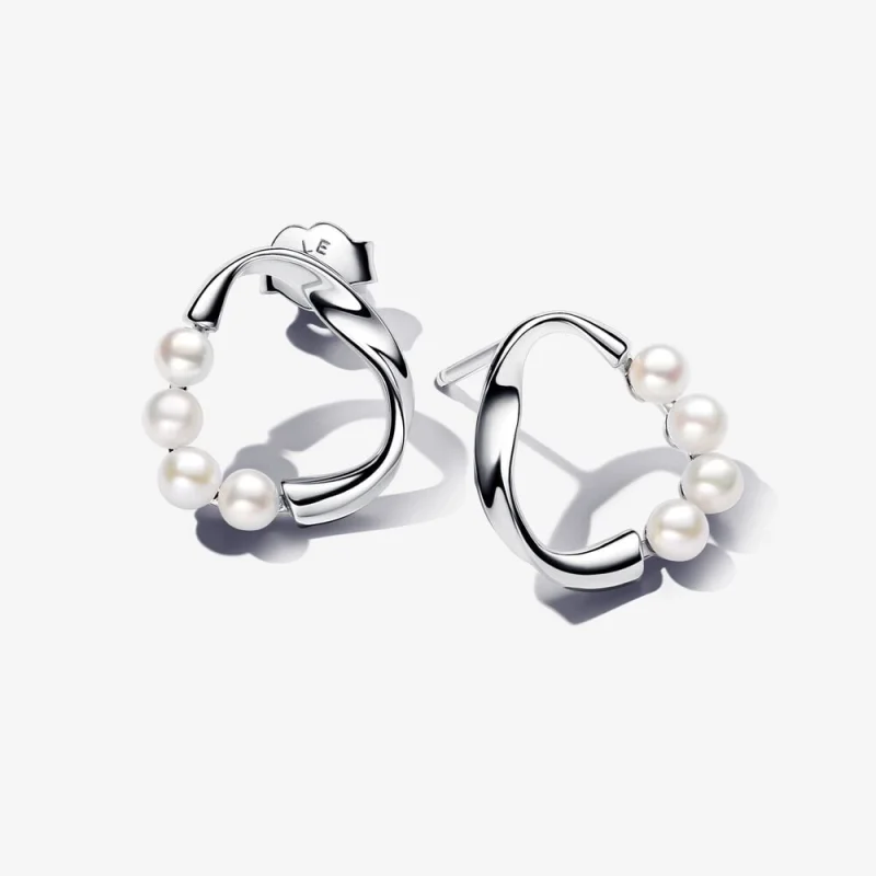 (image for) Pandora Organically Shaped Circle & Treated Freshwater Cultured Pearls Stud Earrings - 263276C01 - Product Image