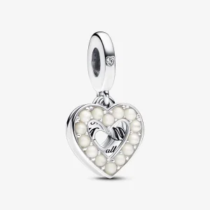 (image for) Pandora Pearlescent White Heart Double Dangle Charm - 792649C01