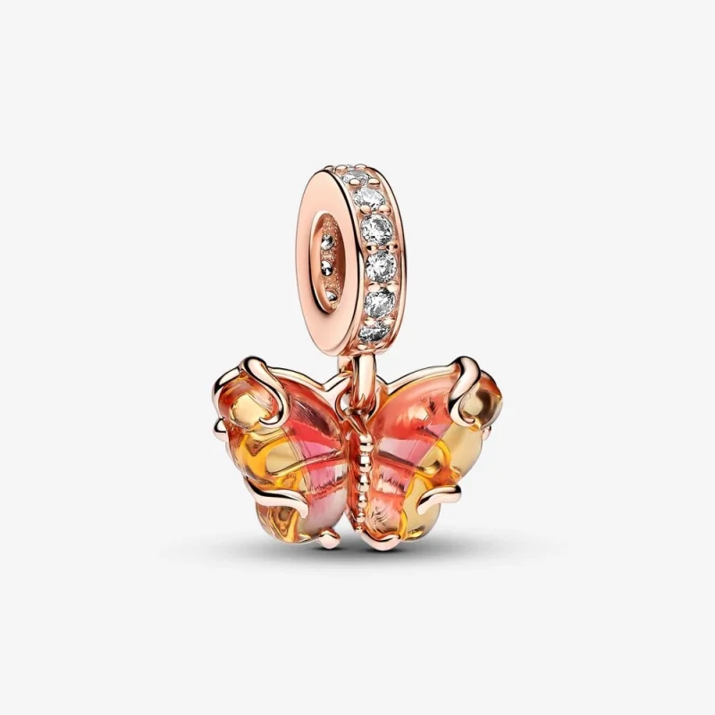 (image for) Pandora Pink & Yellow Murano Glass Butterfly Dangle Charm - 782698C01 - Product Image
