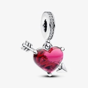 (image for) Pandora Red Heart & Arrow Murano Glass Dangle Charm - 793085C01