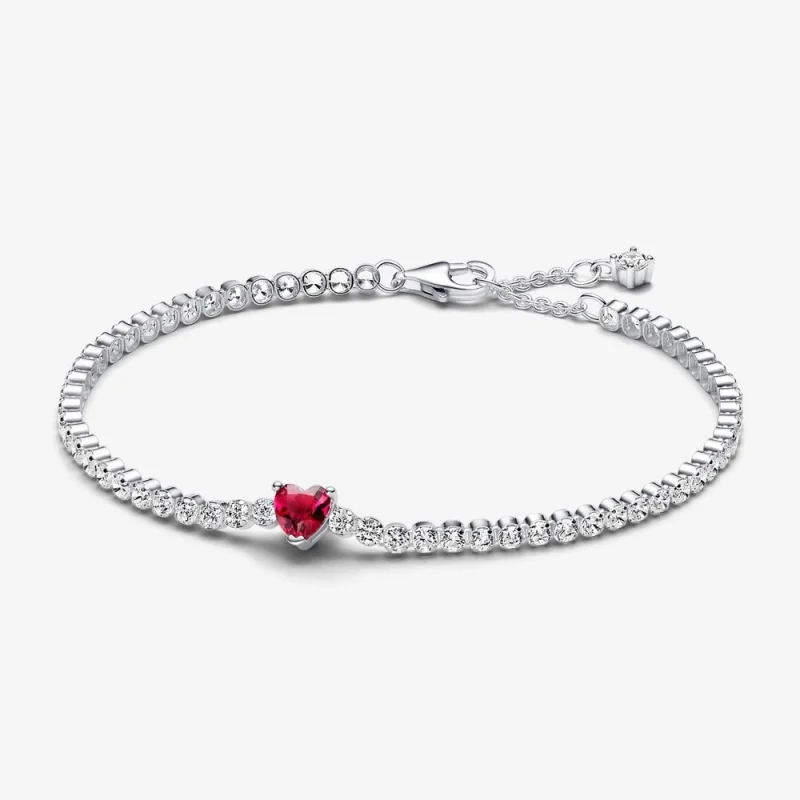 (image for) Pandora Red Sparkling Heart Tennis Bracelet - 590041C02 - Product Image