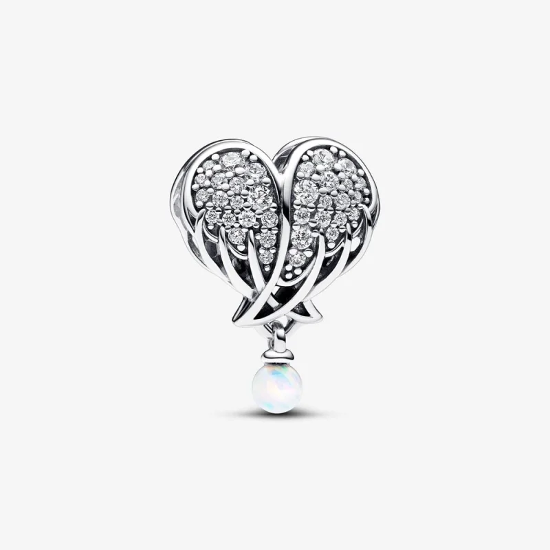 (image for) Pandora Sparkling Angel Wings & Heart Charm - 792980C01 - Product Image