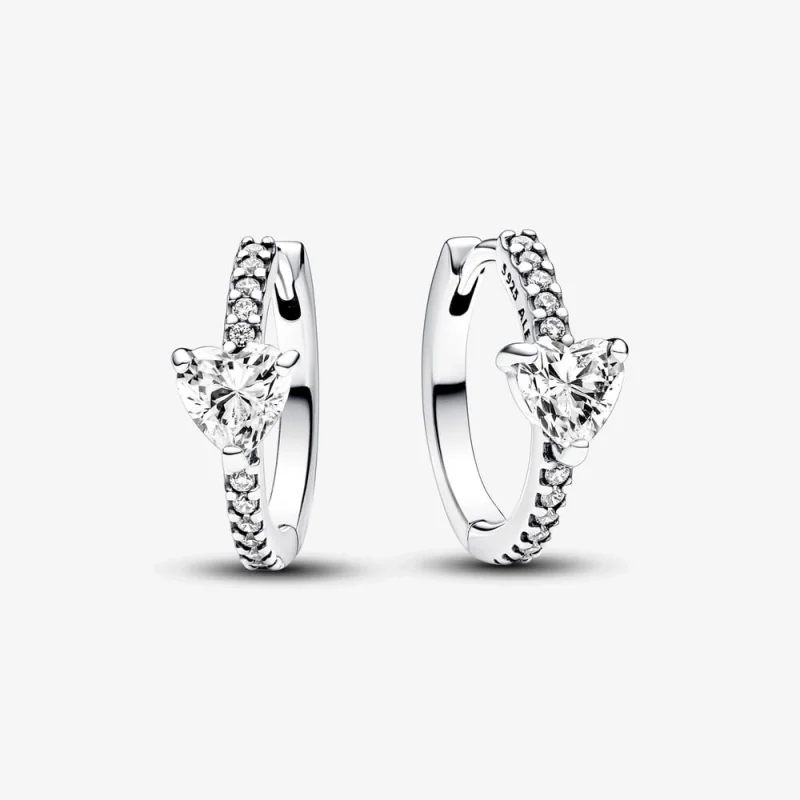 (image for) Pandora Sparkling Heart Hoop Earrings - 293101C01 - Product Image