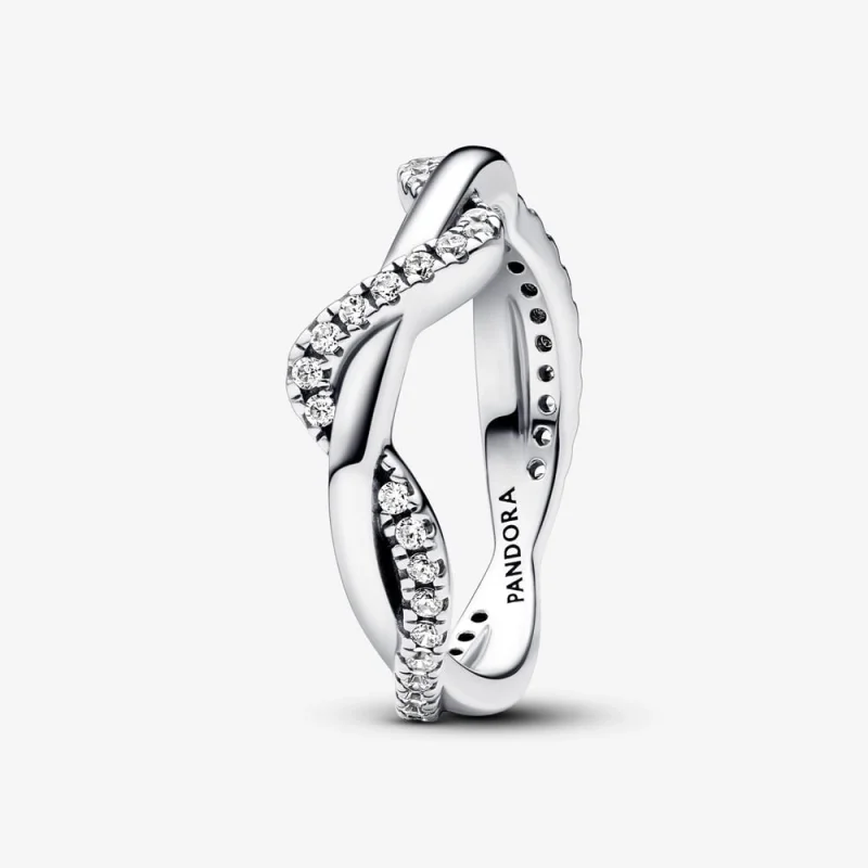 (image for) Pandora Sparkling Intertwined Wave Ring - 193098C01 - Product Image