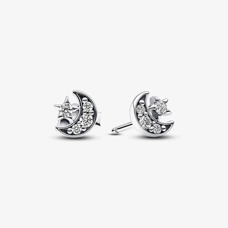 (image for) Pandora Sparkling Moon & Star Stud Earrings - 292990C01 - Product Image