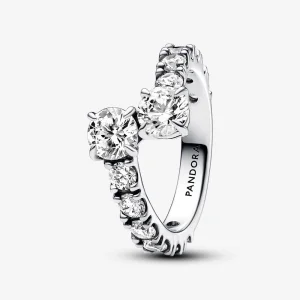 (image for) Pandora Sparkling Overlapping Band Ring - 193149C01