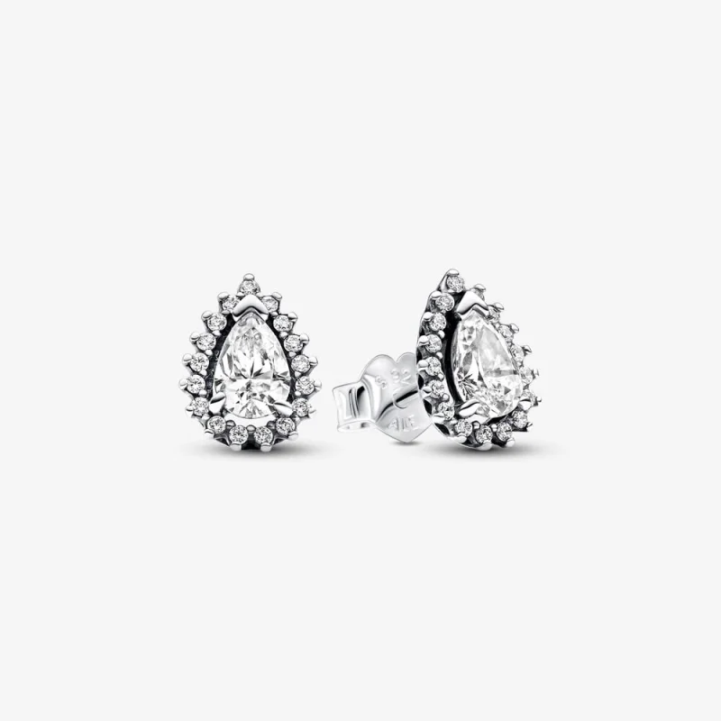 (image for) Pandora Sparkling Pear Halo Stud Earrings - 292834C01 - Product Image