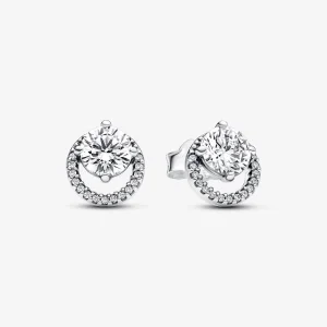 (image for) Pandora Sparkling Round Halo Stud Earrings - 291248C01