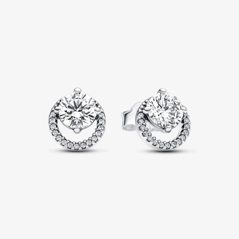 (image for) Pandora Sparkling Round Halo Stud Earrings - 291248C01 - Product Image