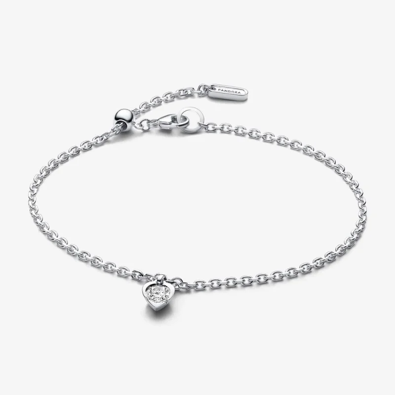 (image for) Pandora Talisman Lab-grown Diamond Heart Chain Bracelet 0.25 carat tw Sterling Silver - 593094C01 - Product Image