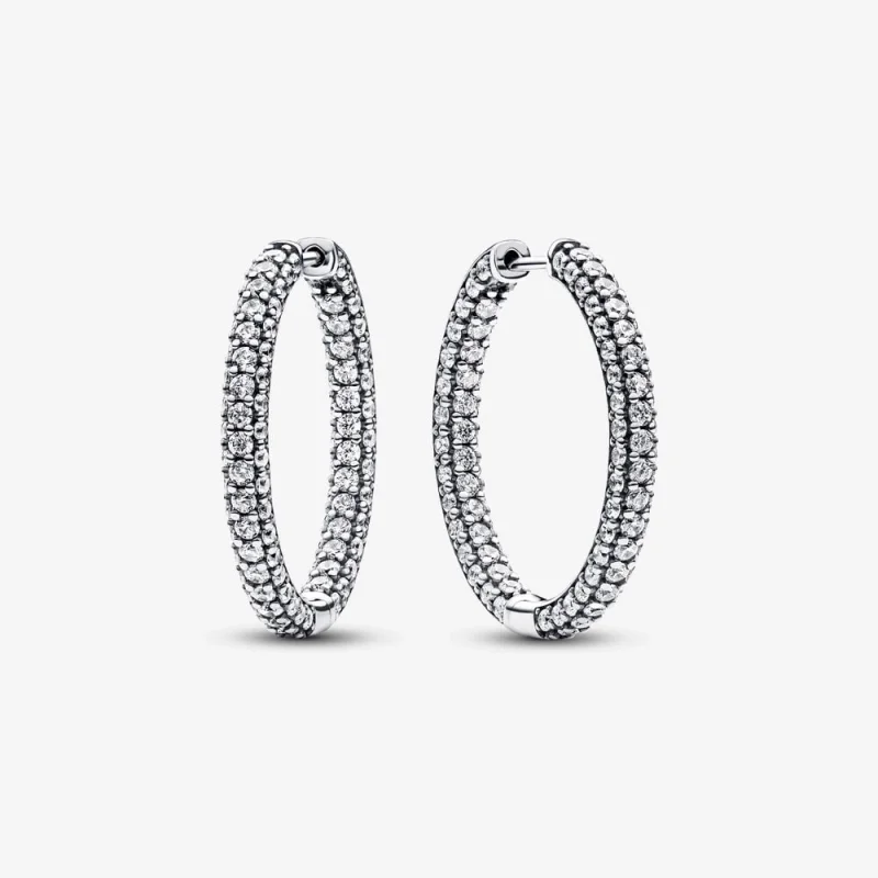 (image for) Pandora Timeless Pavé Single-row Hoop Earrings - 293016C01 - Product Image