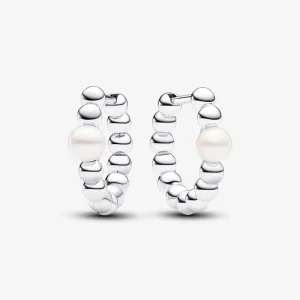 (image for) Pandora Treated Freshwater Cultured Pearl & Beads Hoop Earrings - 293178C01