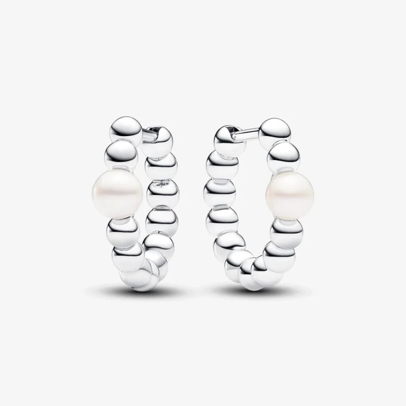 (image for) Pandora Treated Freshwater Cultured Pearl & Beads Hoop Earrings - 293178C01 - Product Image