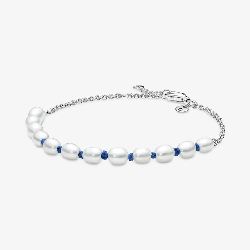 (image for) Pandora Treated Freshwater Cultured Pearl Blue Cord Chain Bracelet - 591689C01 - Product Image