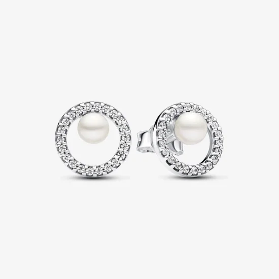 (image for) Pandora Treated Freshwater Cultured Pearl & Pavé Halo Stud Earrings - 293154C01