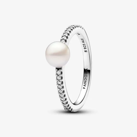 (image for) Pandora Treated Freshwater Cultured Pearl & Pavé Ring - 193158C01