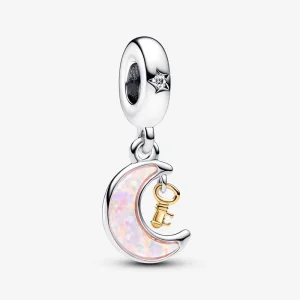 (image for) Pandora Two-tone Key & Moon Dangle Charm - 762985C01