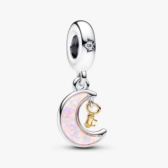 (image for) Pandora Two-tone Key & Moon Dangle Charm - 762985C01