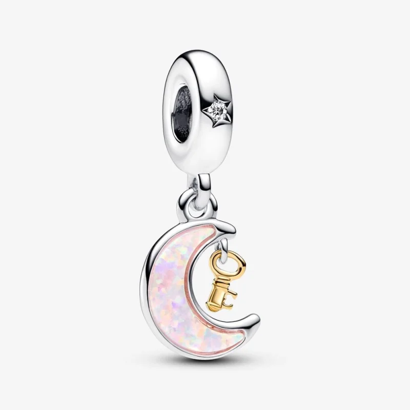(image for) Pandora Two-tone Key & Moon Dangle Charm - 762985C01 - Product Image