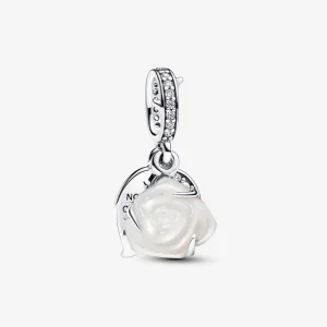 (image for) Pandora White Rose in Bloom Double Dangle Charm - 793200C01