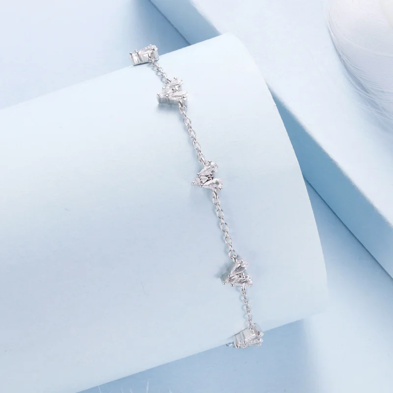 (image for) PANDORA Style Sparkling Cubic Zirconia Heart Chain Bracelet - BSB227 - View 2