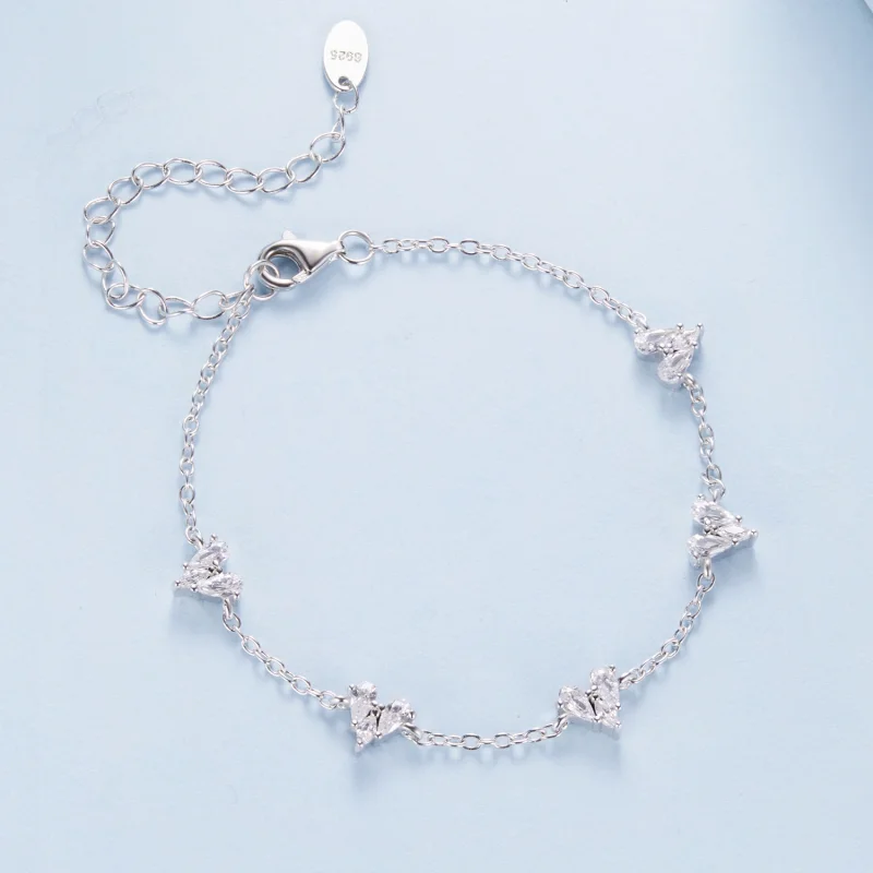 (image for) PANDORA Style Sparkling Cubic Zirconia Heart Chain Bracelet - BSB227 - View 3